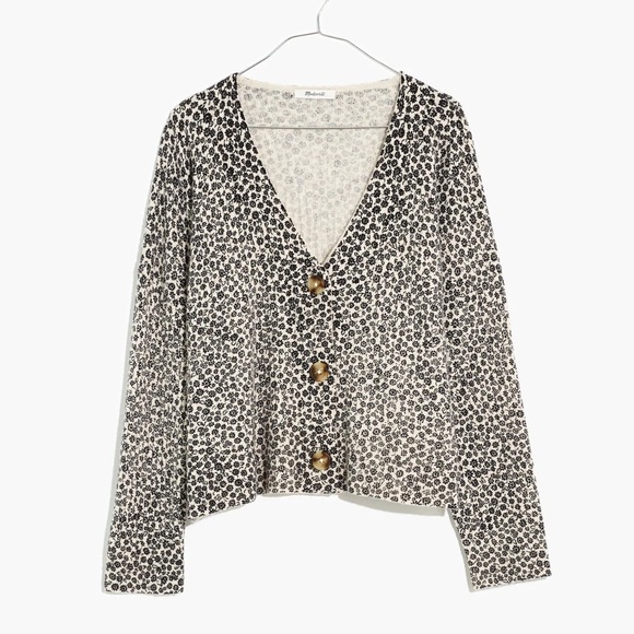 MADEWELL • Vintage Ditsy Cameron Ribbed Cardigan Sweater in Coziest Yarn - Picture 3 of 14